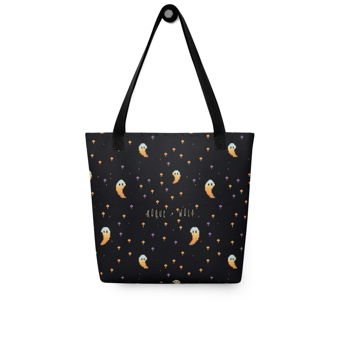 Stargazin' Spectres Vegan Cotton Tote for Women - Dark Academia Witchy Large Foldable Bag for Uni, Work, Grocery, Goth Gifts