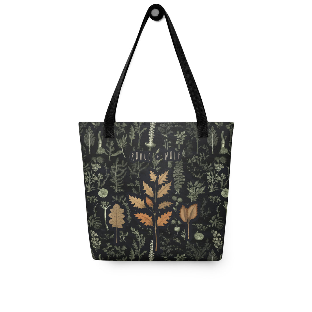 Autumn Memoir Cotton Vegan Tote Bag - Dark Academia Witchy Botanical Large Foldable Bag for Uni, Work, Shopping, School & Travel