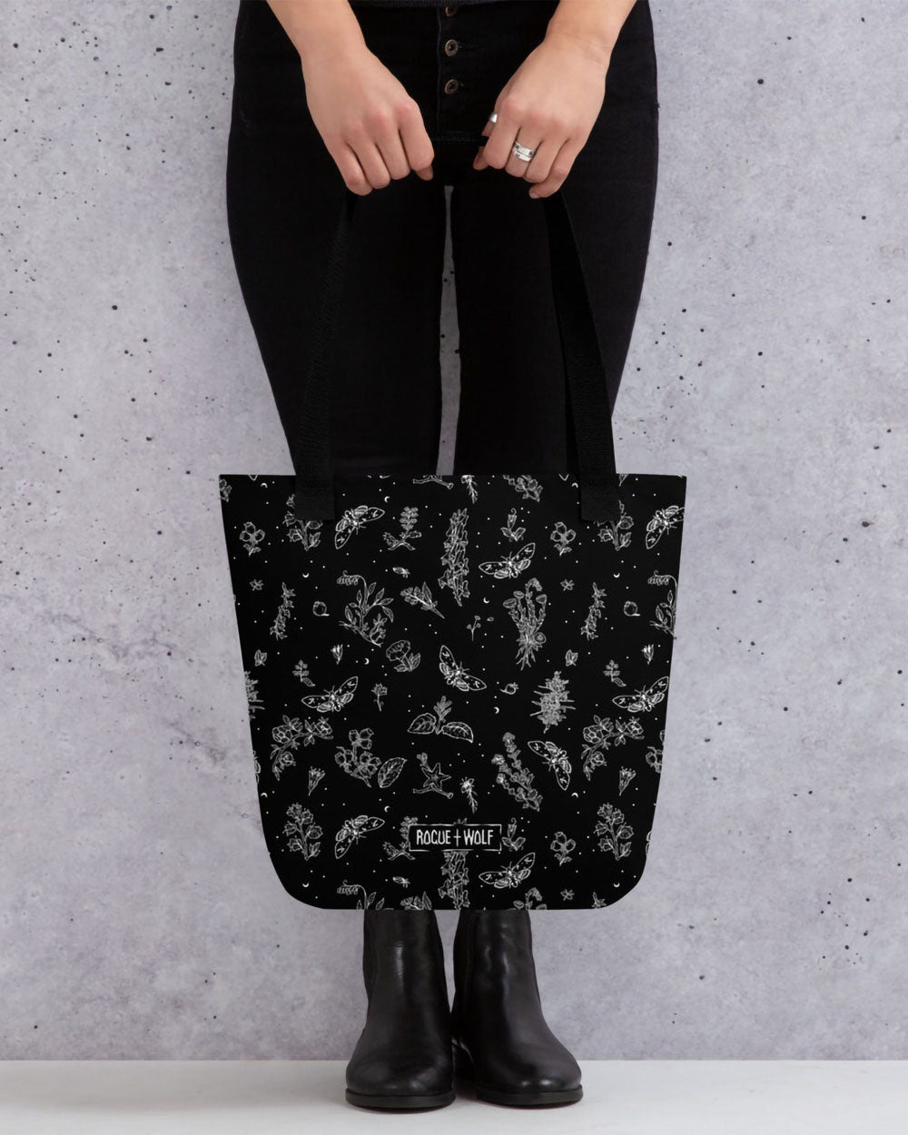 Nightshade Tote Bag -  Vegan Gothic Fashion - Alternative Occult Ethical Style - On Demand Eco-friendly Sustainable Product