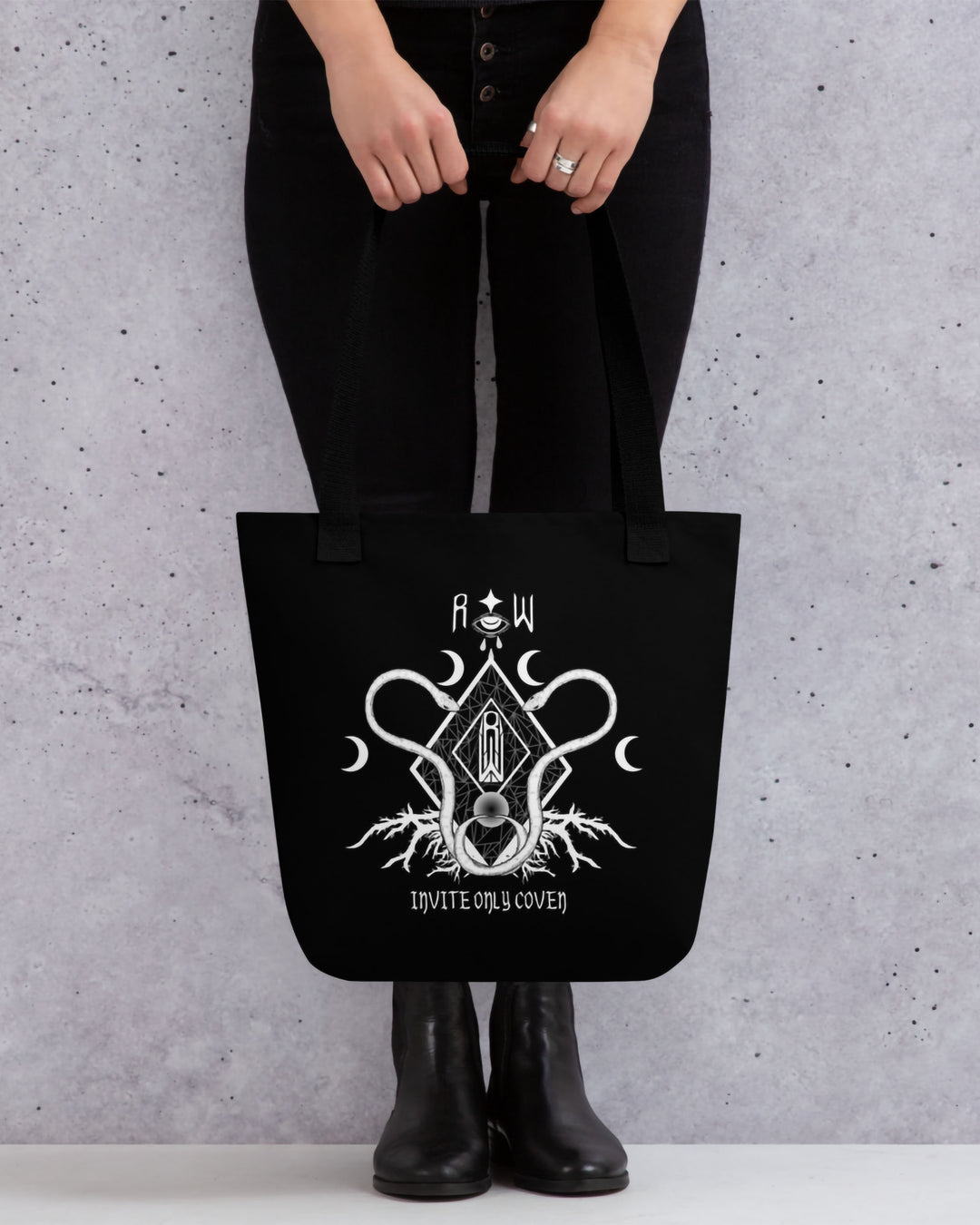 Witchy Coven Tote Bag - Vegan Gothic Fashion - Ethical Alt-Style Accessory - Dark Academia Aesthetic - On Demand Eco-friendly Sustainable Product