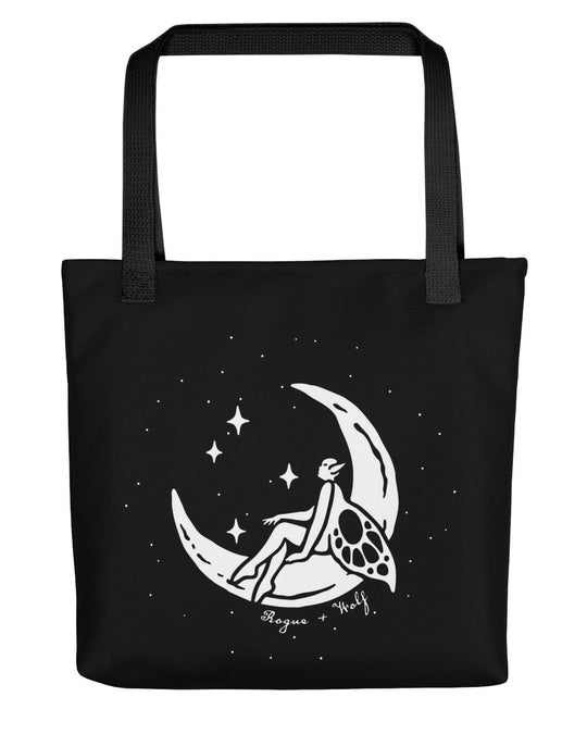 Pixie Moon Tote Bag - Witchy Goth Fairy Style, Ethical Alt Accessories, On-Demand Eco-friendly Sustainable Fashion