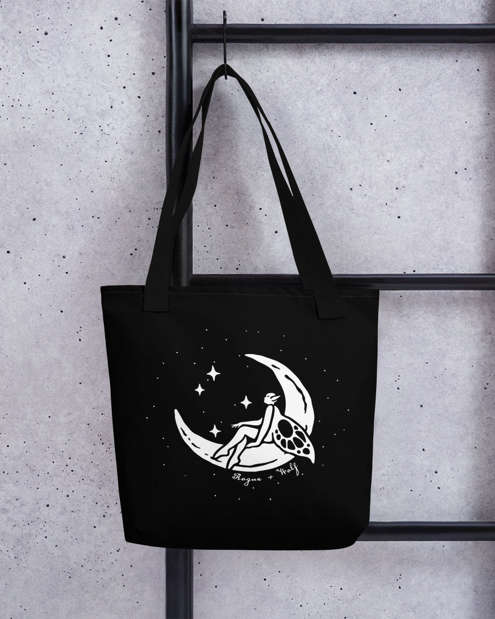 Pixie Moon Tote Bag - Witchy Goth Fairy Style, Ethical Alt Accessories, On-Demand Eco-friendly Sustainable Fashion