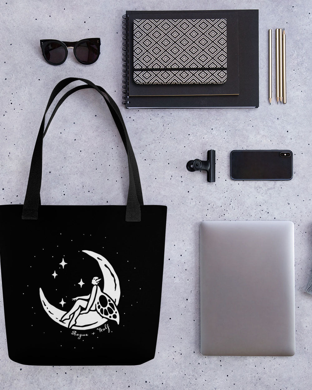 The Dark Side Of The Moon Black Tote Bag
