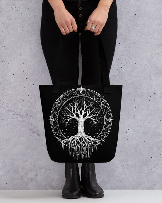 Eternal Growth Vegan Cotton Tote Bag - Women's Alt Goth Fashion Witchy Halloween Gift Dark Academia Style