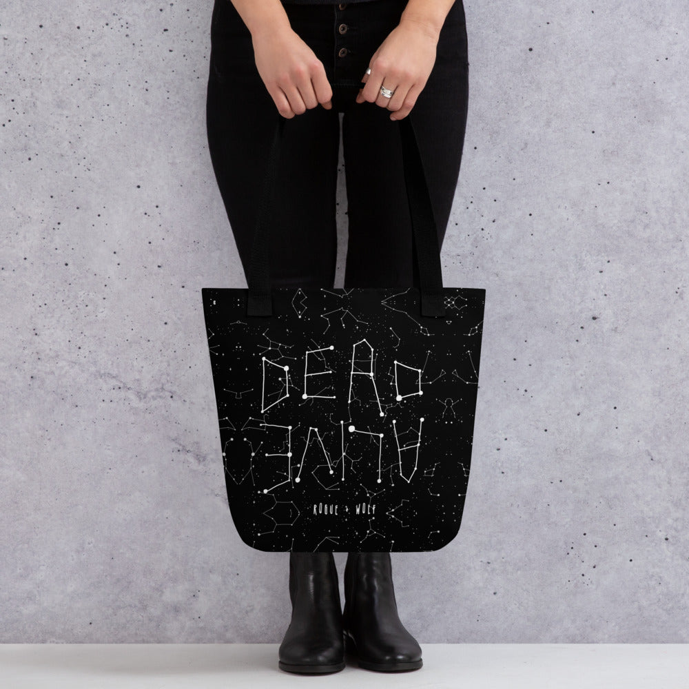 Dead or Alive Tote Bag - Witchy Vegan Tote Large Foldable & Reusable Bag for Travel Work Gym Grocery Cool Gothic Gifts