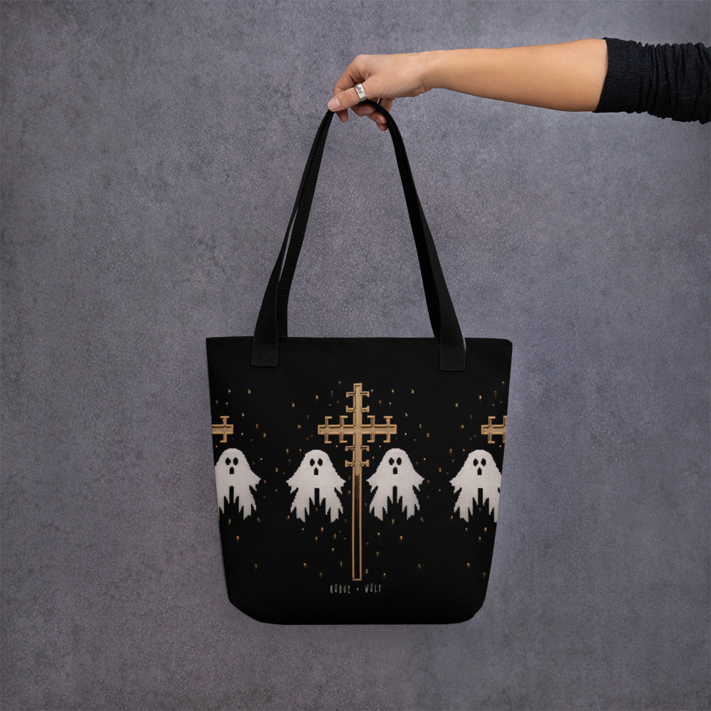 Holy Spirits Vegan Tote for Women - Dark Academia Witchy Large Foldable Bag for Travel Work Gym Goth Gifts