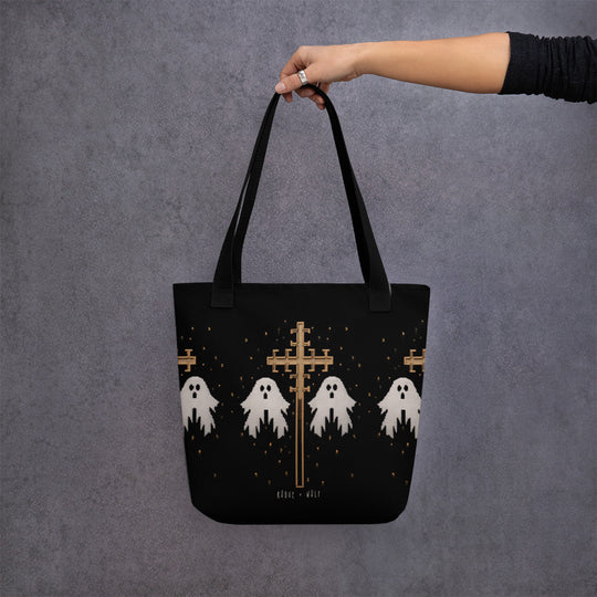 Holy Spirits Vegan Tote for Women - Dark Academia Witchy Large Foldable Bag for Travel Work Gym Goth Gifts