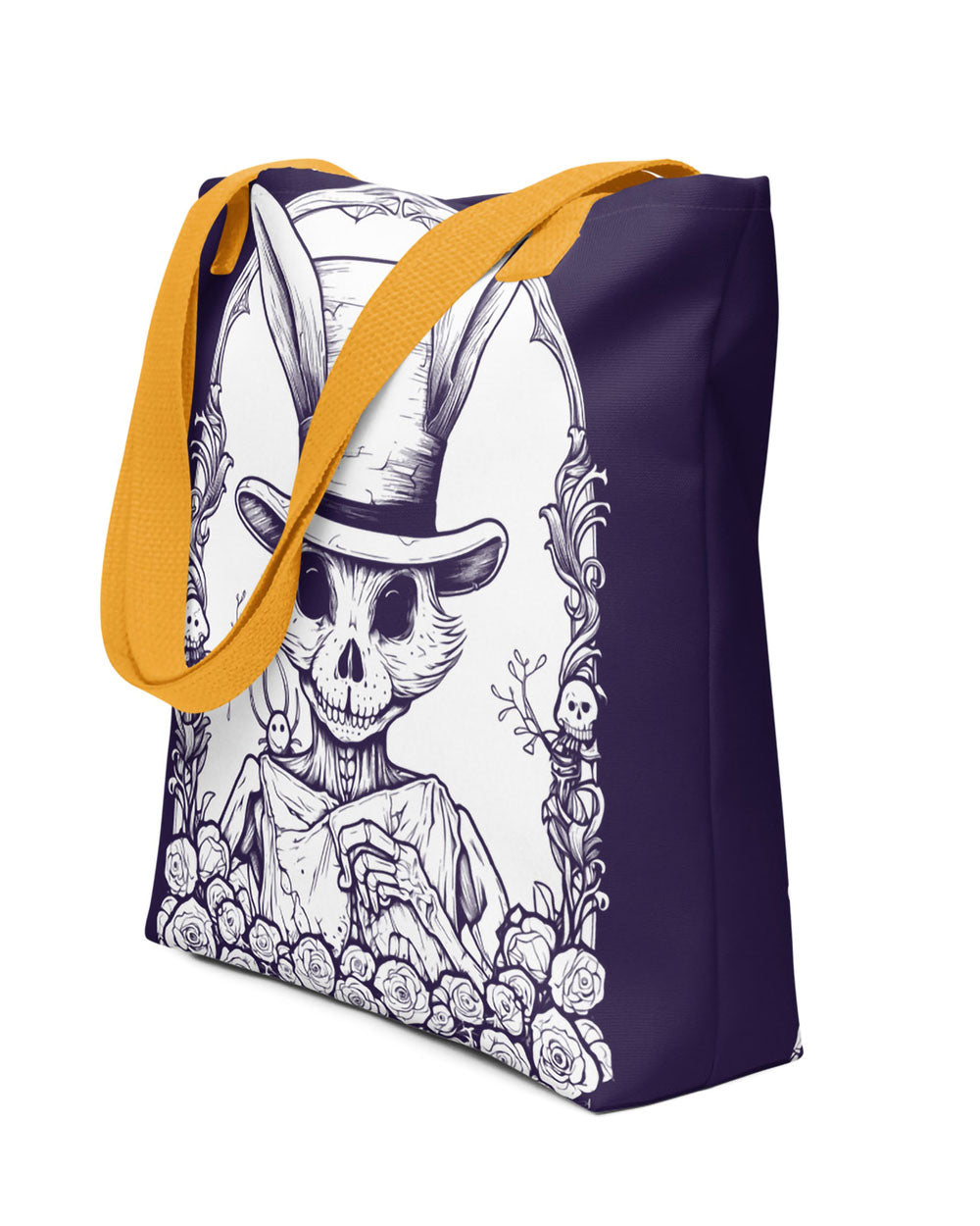 The White Rabbit Vegan Cotton Tote Bag - Goth Accessories Grunge Dark Academia Alt Witchy Fashion Halloween Gift