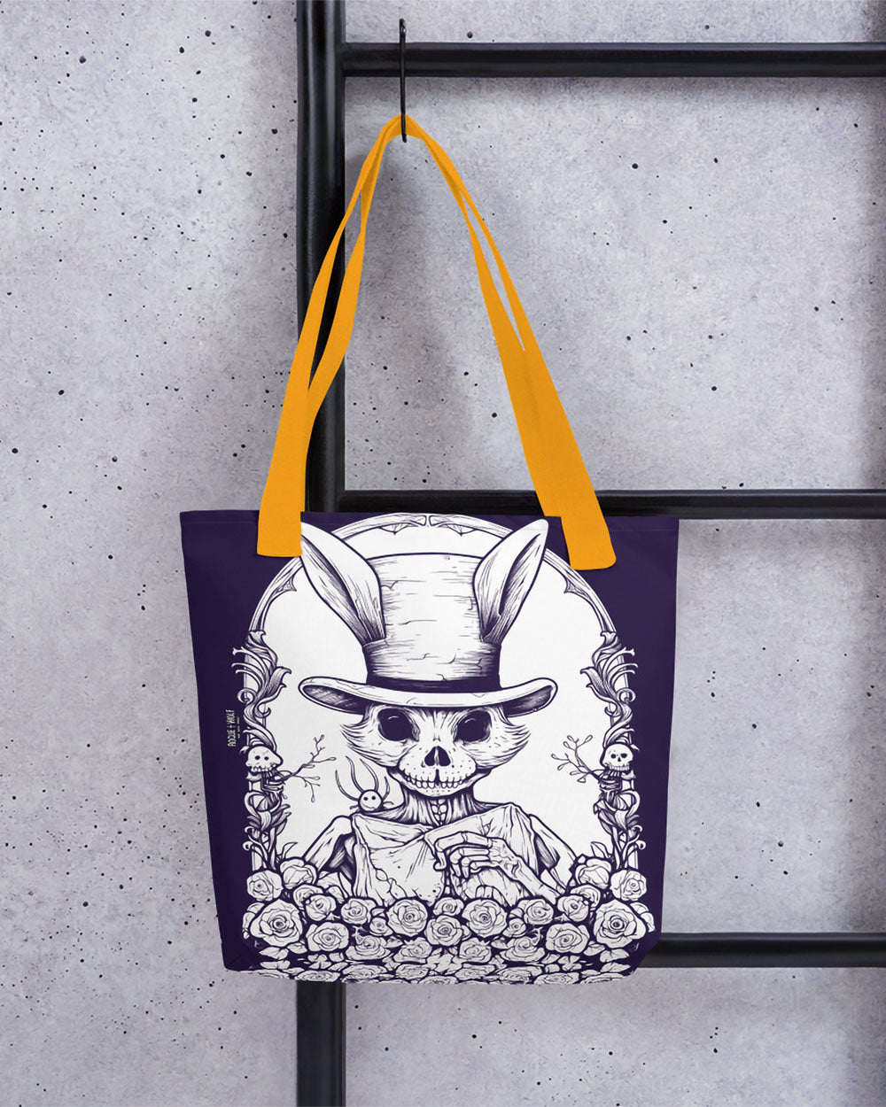 The White Rabbit Vegan Tote Bag - Goth Accessories Grunge Dark Academia Alt Witchy Fashion Halloween Gift