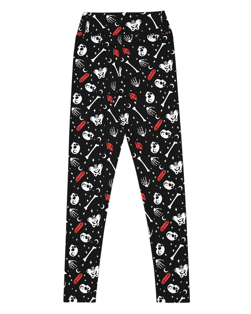 Skulls & Crystals Yoga Leggings  - UPF 50+ Protection from 98% of harmful rays - Vegan Witchy Dark Academia Gothic Clothing - Alternative Occult Ethical Fashion - On Demand Eco-friendly Sustainable Product