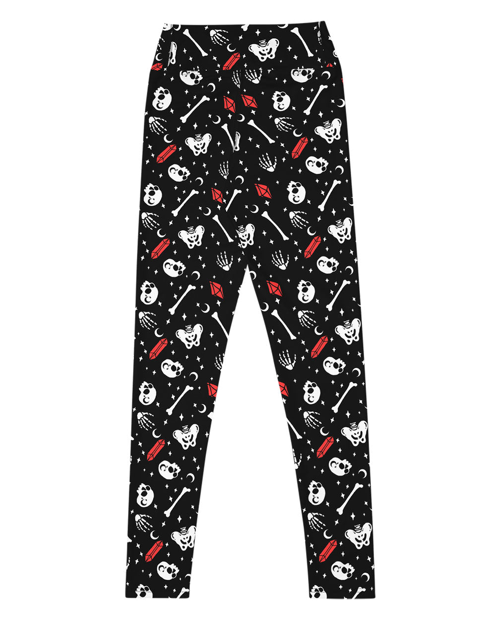 Skulls & Crystals Yoga Leggings - UPF 50+ Protection Dark Academia Activewear Gothic Style Leisurewear Witchy