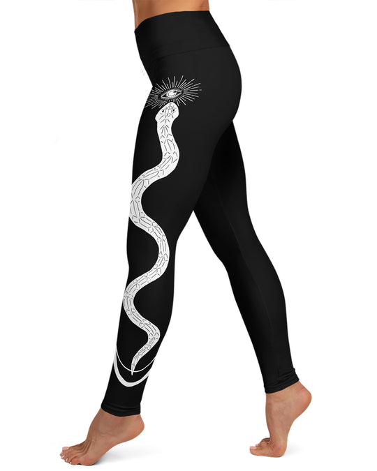 Snake Charmer Yoga Leggings - UPF 50+ Protection Dark Academia Leisurewear Goth Leggings Sportswear Occult