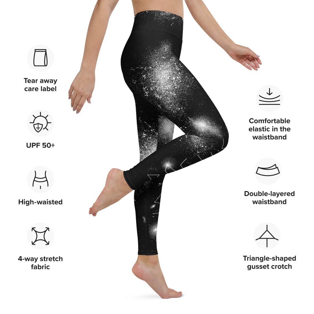 Constellation Yoga Leggings - UPF 50+ Protection, Vegan Yoga Activewear, Occult Witchy Goth Leisurewear
