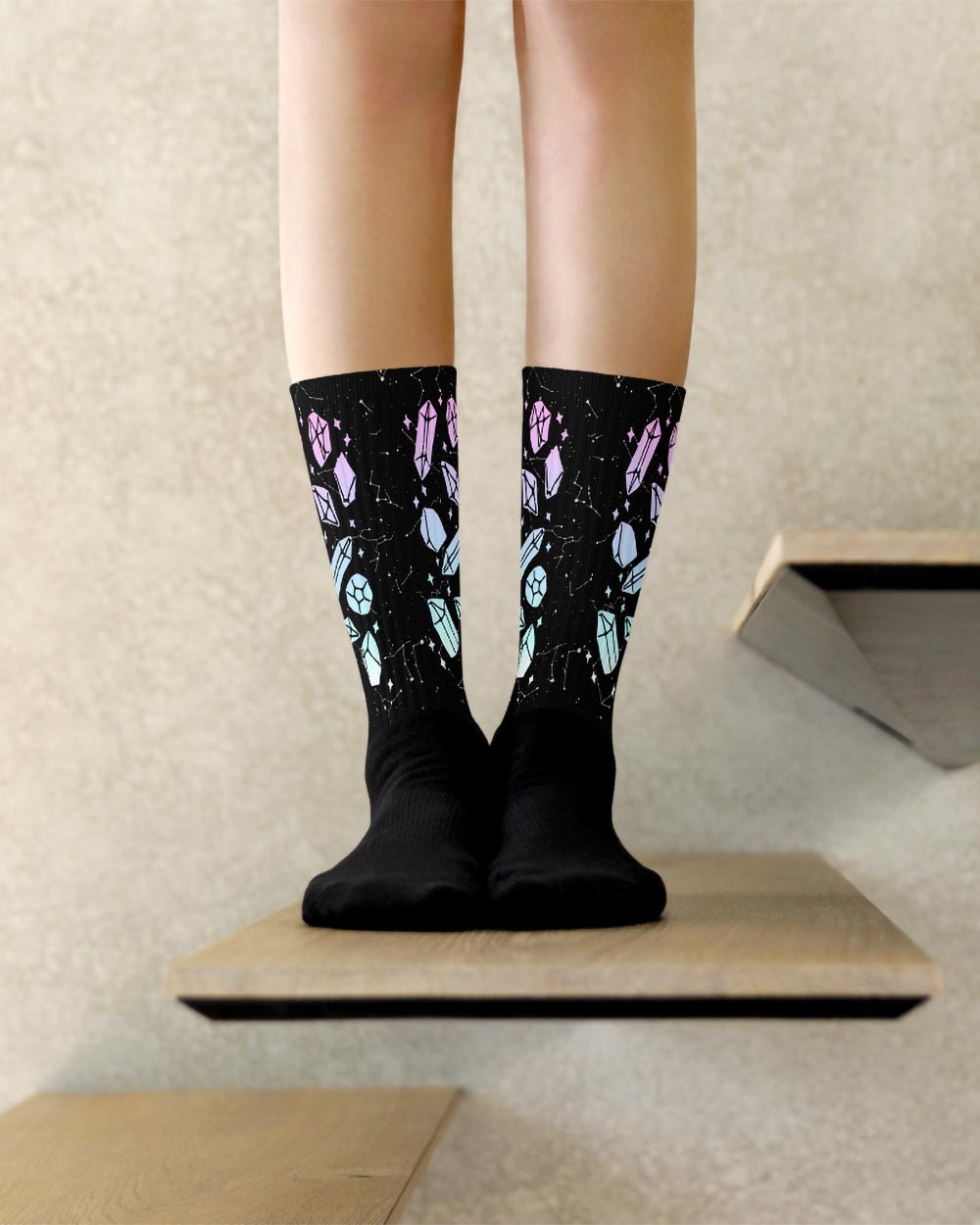 Divination Crystals Socks - Vegan Unisex Goth Witchy Socks Grunge Alt Accessories Cool Gothic Gifts for Him and Her