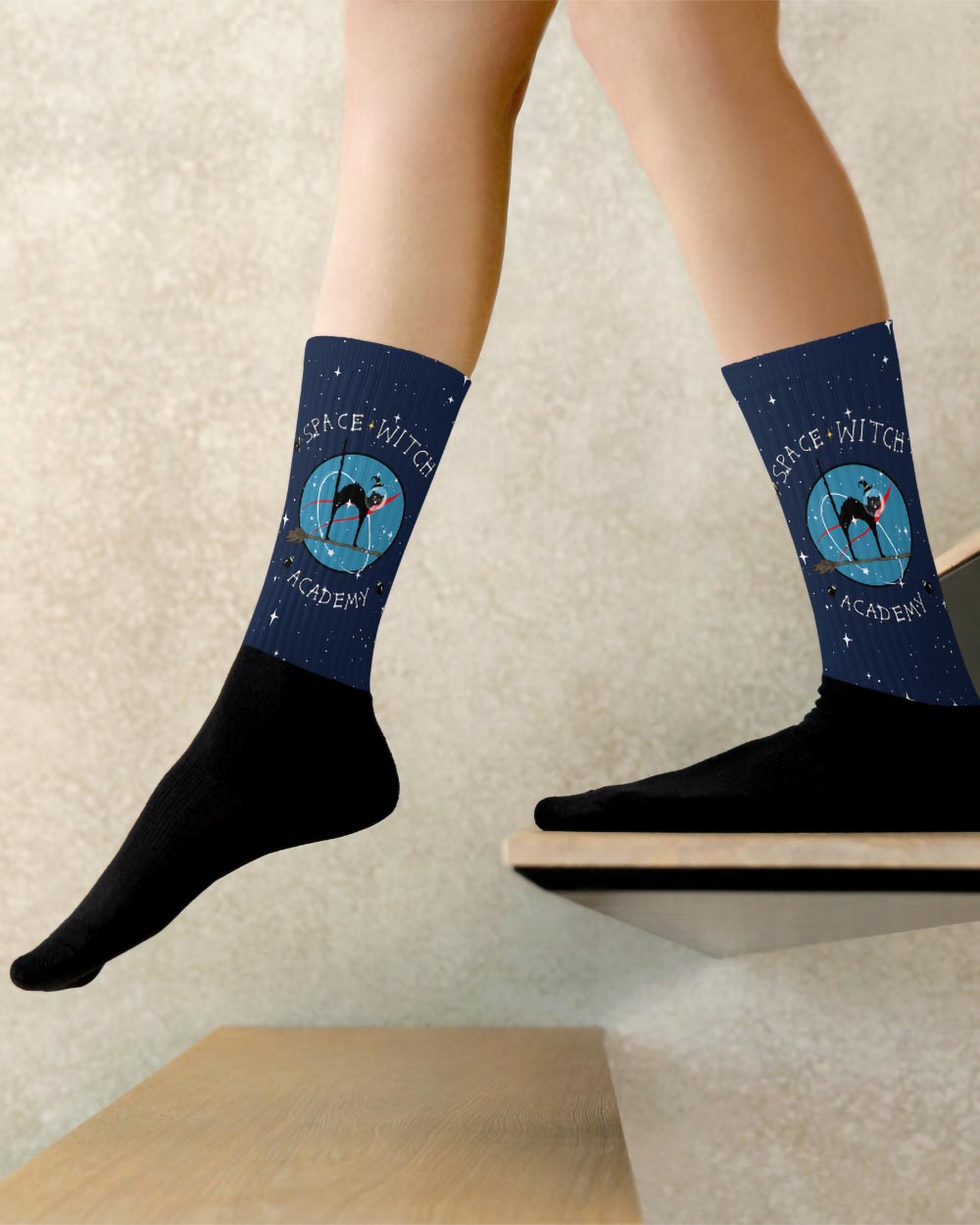 Space Witch Academy Socks - Vegan Unisex Goth Spooky Socks Witchy Alt Style Cool Gothic Gifts for Him and Her