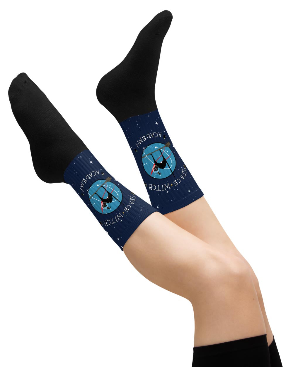 Space Witch Academy Socks - Vegan Unisex Goth Spooky Socks Witchy Alt Style Cool Gothic Gifts for Him and Her