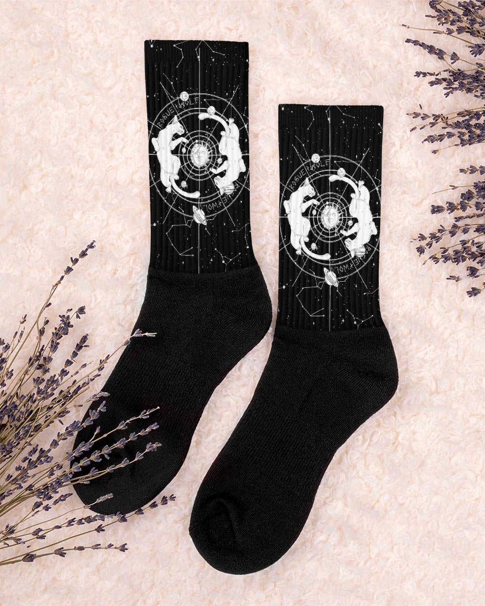 Purr Nebula Socks - Vegan Unisex Goth Socks  Witchy Alt Style Cool Gothic Gifts for Him and Her Spooky Cute Socks