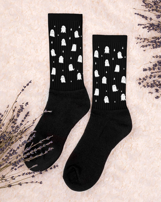 Ghost Party Socks - Vegan Unisex Goth Spooky Socks  Witchy Alt Style Grunge Aesthetic Cool Gothic Gifts for Him and Her