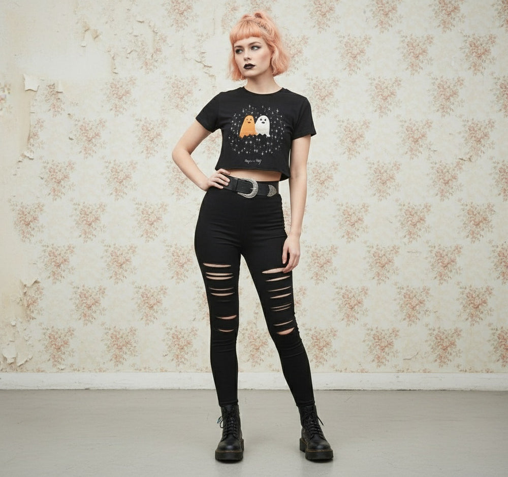 Ghost Besties Short Sleeve Crop Top