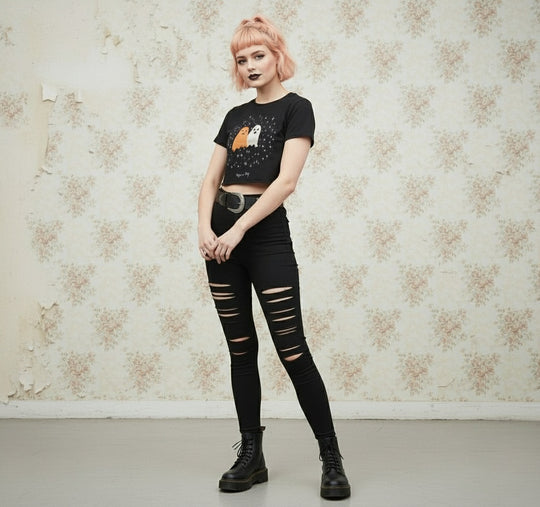 Ghost Besties Short Sleeve Crop Top