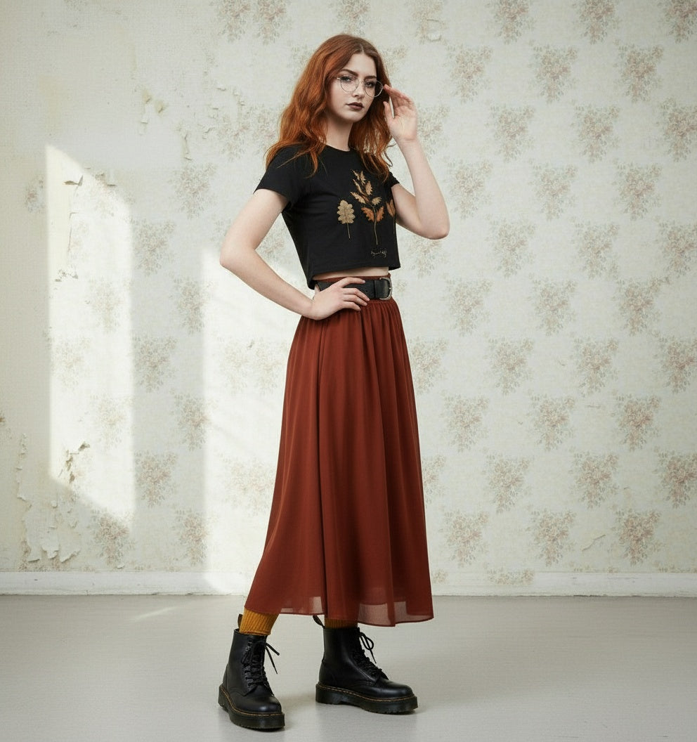 Autumn Memoir Short Sleeve Crop Top