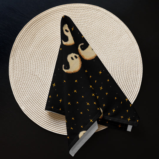 Spooky Soirée Cloth Napkins Set of 4 - Dark Academia Cute Ghosts - Gothic Home Decor - Goth Table Setup