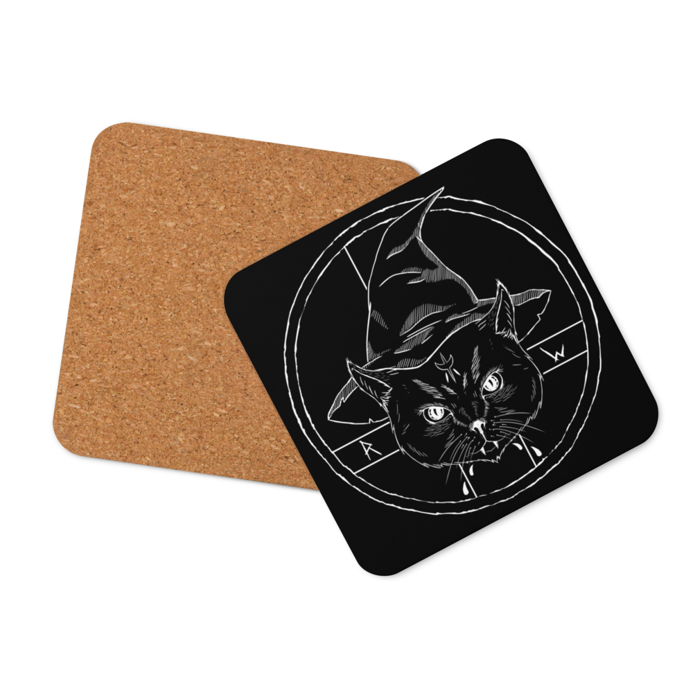 Purrfect Brew Coaster - Gothic Style Addition to Your Alternative Fashion Lifestyle - On Demand Eco-friendly Sustainable Product