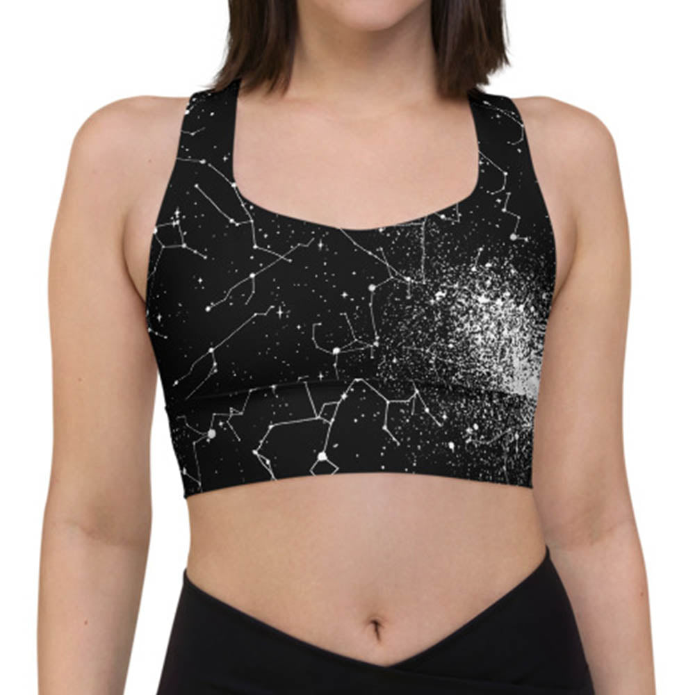 Aurora Longline Sports Bra - High Support Non-see-through Vegan Bra, Mesh  Lined Goth Activewear with removable Padding & UPF 50+
