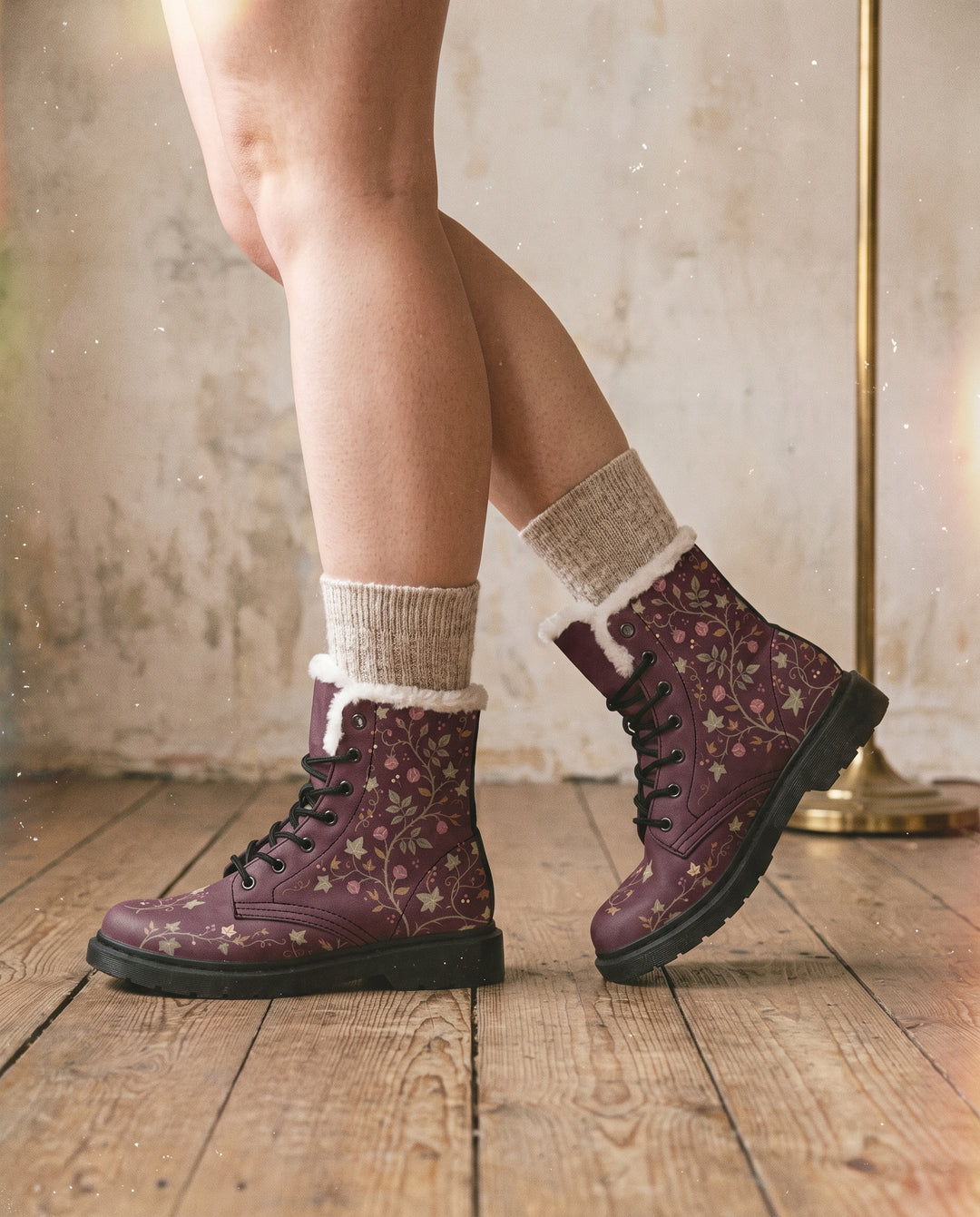 Cursed Rosebud Winter Boots worn with chunky wool socks