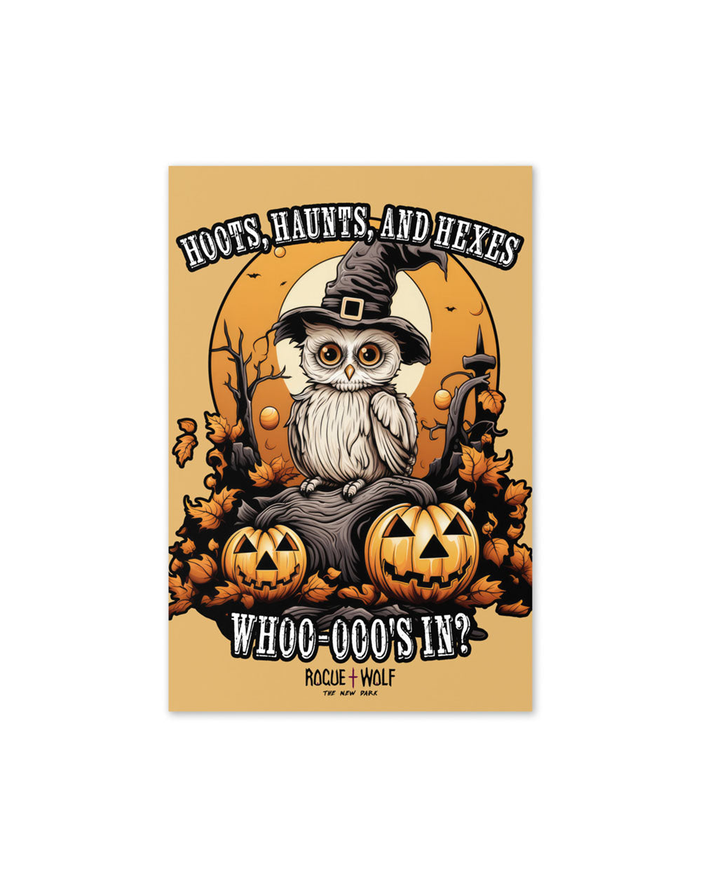 Hoots Haunts and Hexes Greeting Card with Envelope - Spooky Cute Postcard Gothic Halloween Gifts