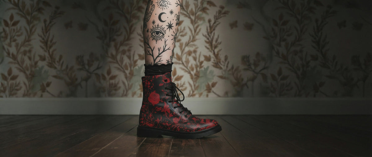 Blood Rose Romance Boots from Botanical Boots