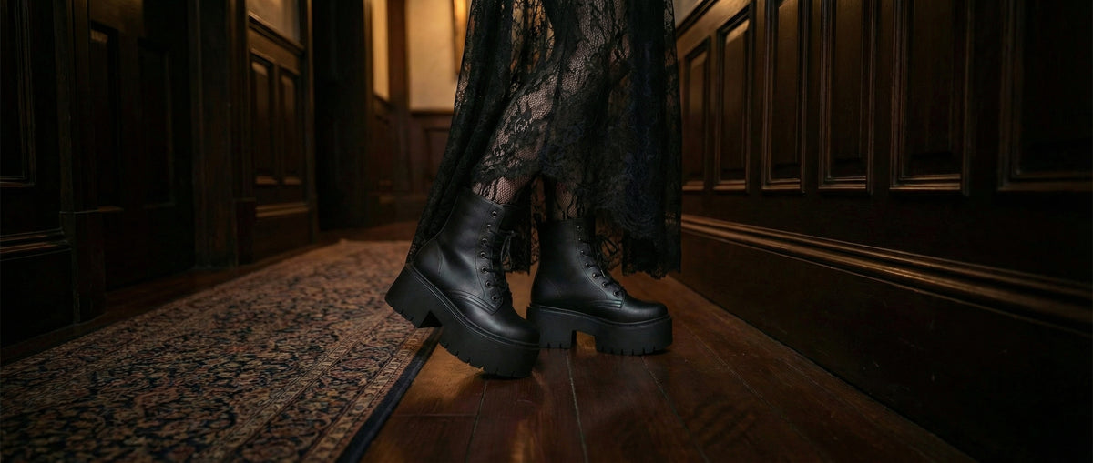 Pitch Black Platform Boots from Platform Boots