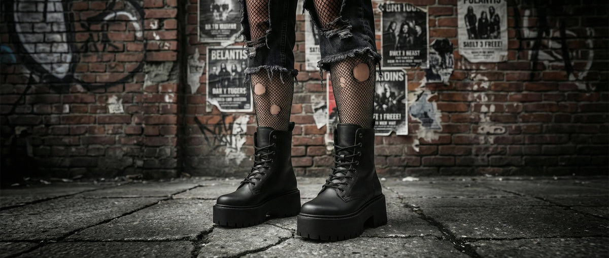 Pitch Black Platform Boots from Platform Boots