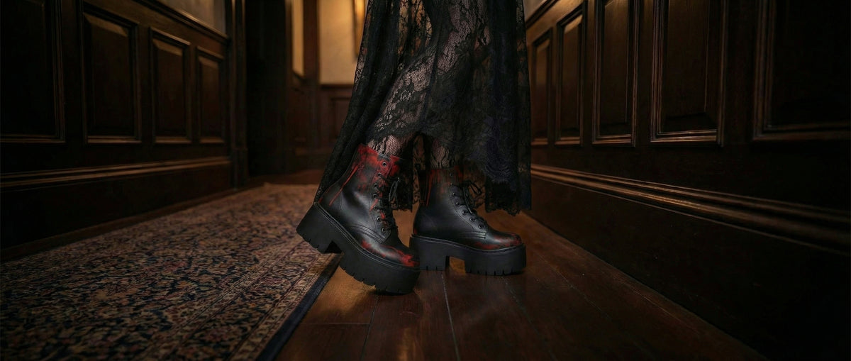 Black Oops My Bad Platform Boots from Platform Boots