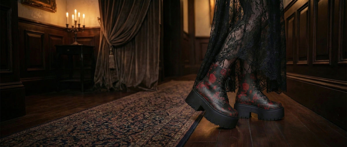 Blood Rose Romance Platform Boots from Platform Boots