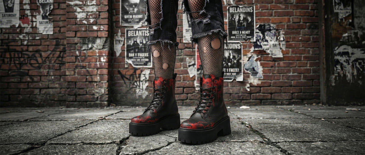 Black Oops My Bad Platform Boots from Platform Boots