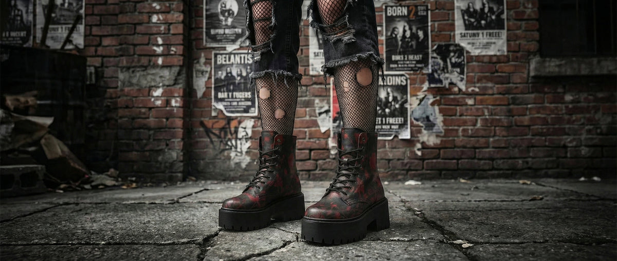Blood Rose Romance Platform Boots from Platform Boots