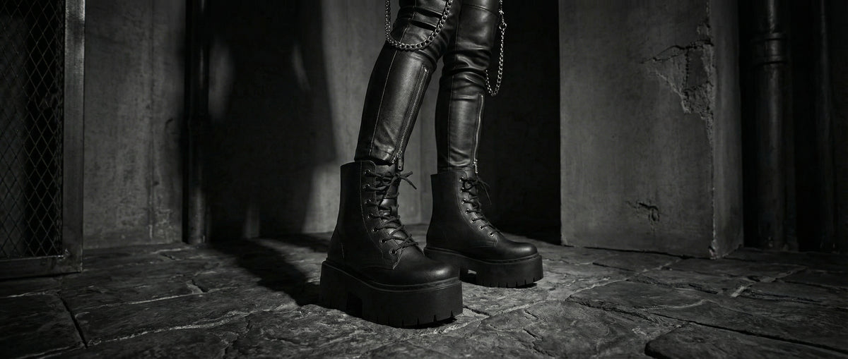 Pitch Black Platform Boots from Platform Boots