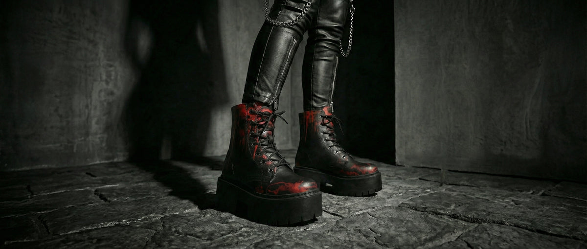 Black Oops My Bad Platform Boots from Platform Boots