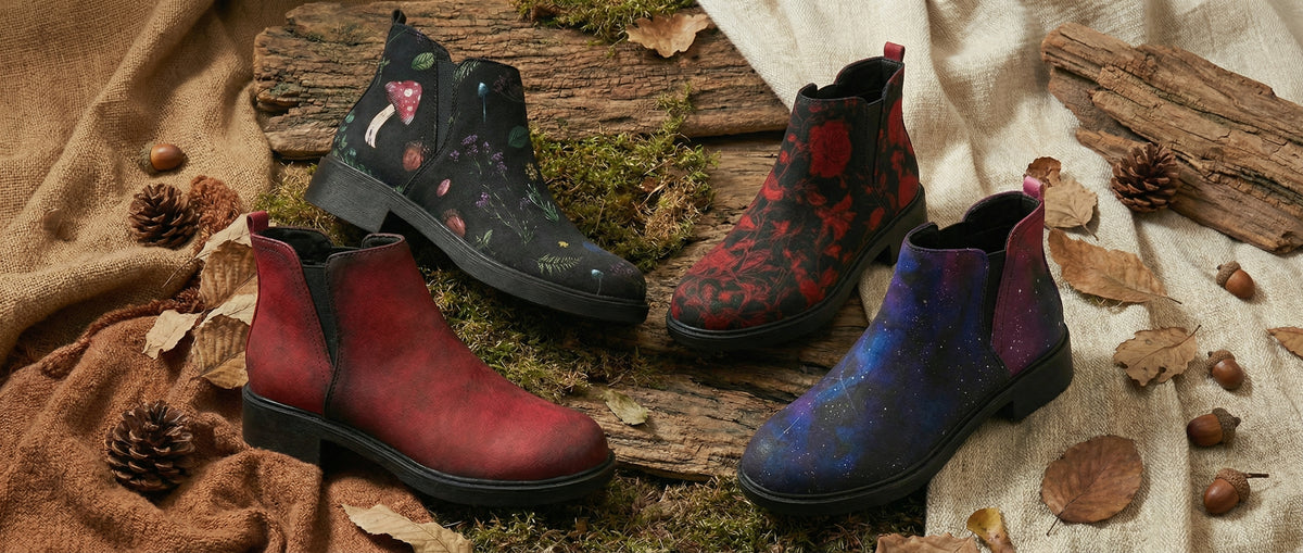 Blood Rose Romance Chelsea Boots from Botanical Chelsea Boots