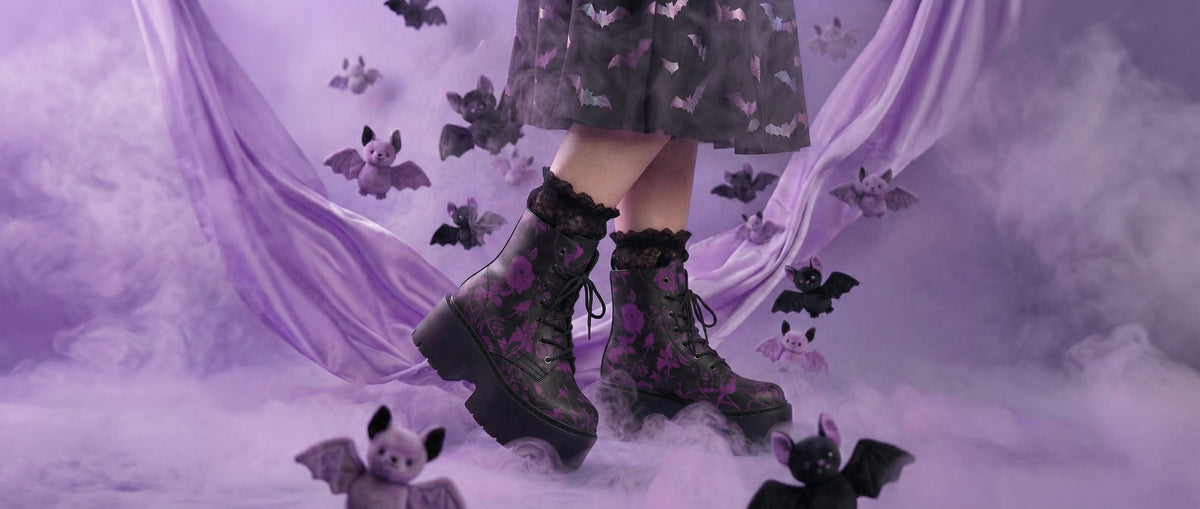 Purple Rose Romance Platform Boots from Botanical Platform Boots