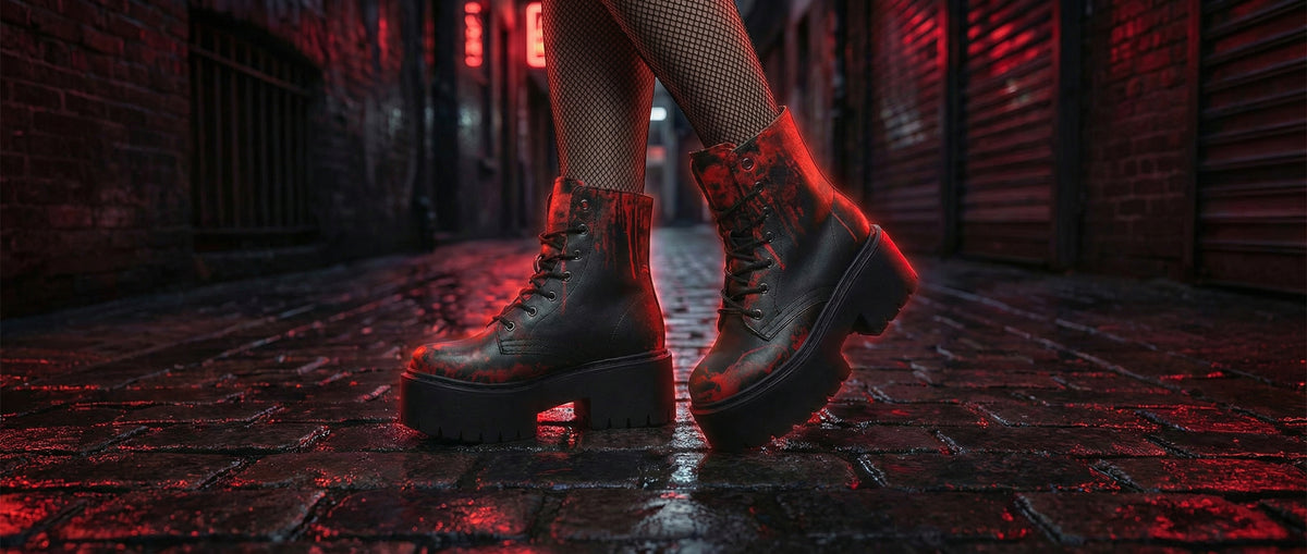 Black Oops My Bad Platform Boots from Platform Boots