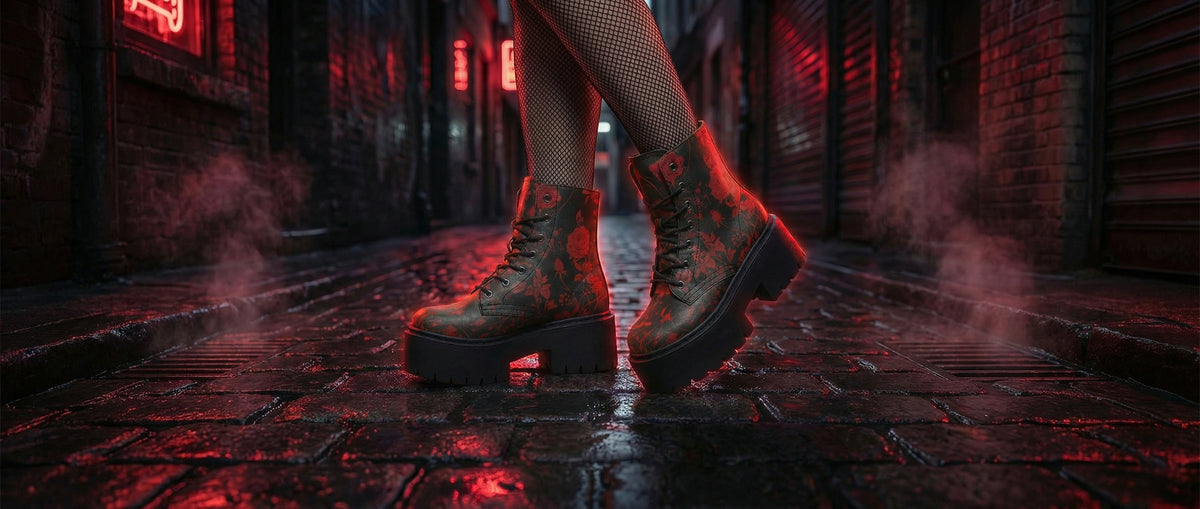 Blood Rose Romance Platform Boots from Platform Boots