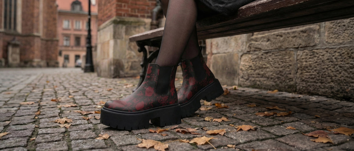 Blood Rose Romance Platform Chelsea Boots from Platform Chelsea Boots