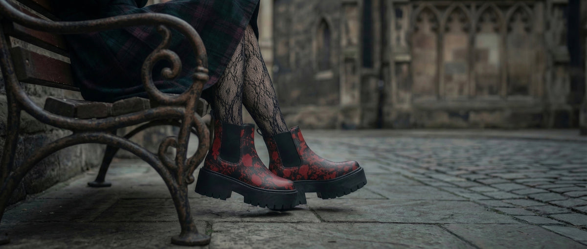 Blood Rose Romance Platform Chelsea Boots from Platform Chelsea Boots