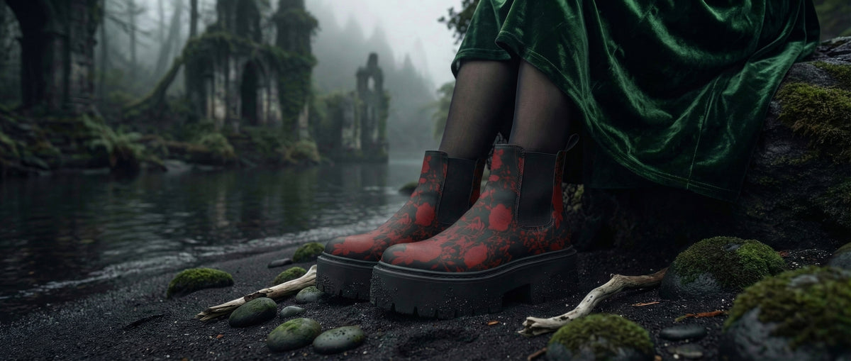 Blood Rose Romance Platform Chelsea Boots from Platform Chelsea Boots