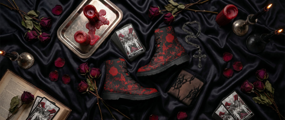 Blood Rose Romance Boots from Botanical Boots
