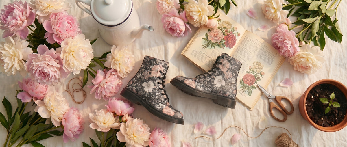 Vintage Peonies Boots from Botanical Boots