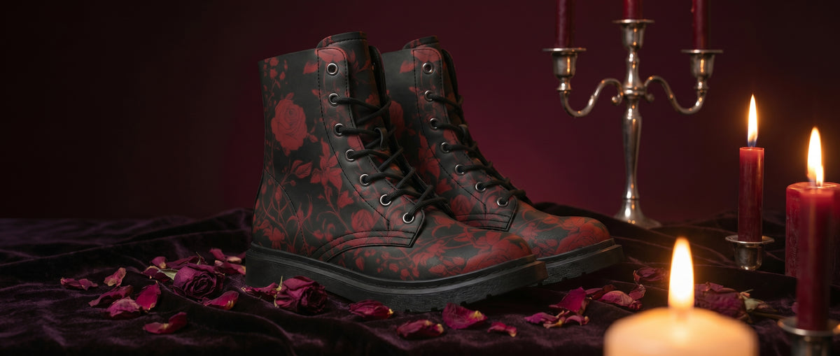 Blood Rose Romance Boots from Botanical Boots