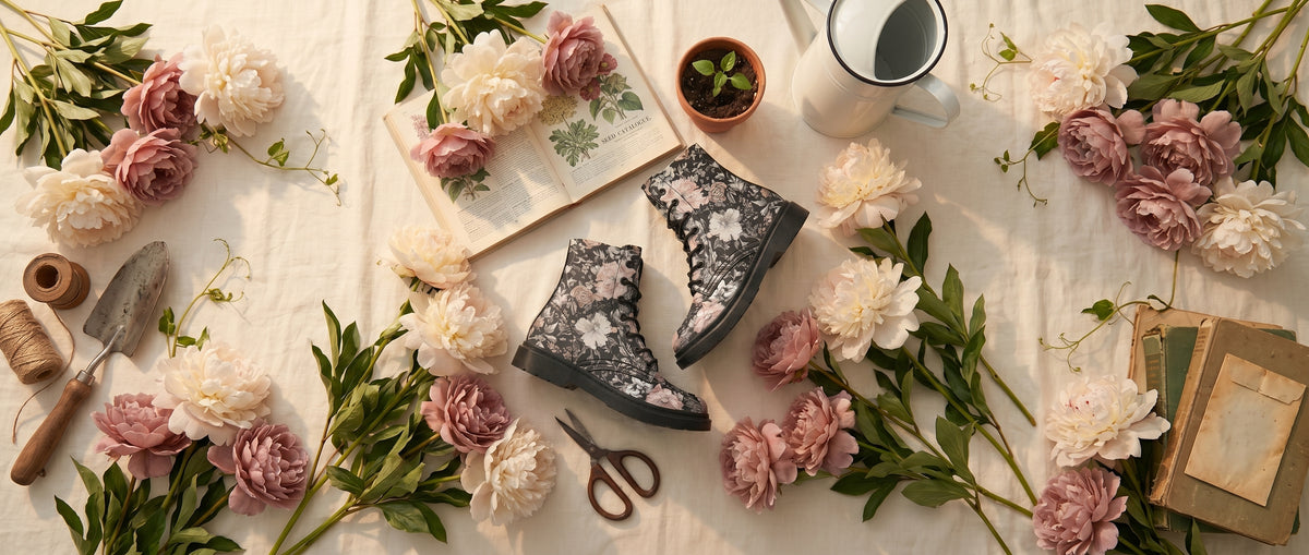 Vintage Peonies Boots from Botanical Boots